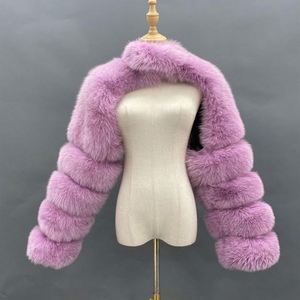 Nuova Tendenza: Cappotto di Lusso in Finta Pelliccia di Volpe, Slim Fit, Lungo, Rosa, Rosso, Blu, Giacca Corta in Finta Pelliccia per Donna - Product Image 3