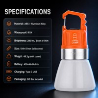 Lampe de poche de camping à changement de couleur RGB, mode dégradé de lumière ambiante, 8 couleurs, blanc, jaune, rechargeable par USB, étanche IPX4