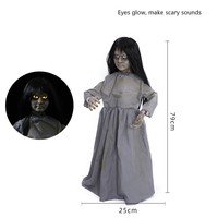 Grande Décoration Animatronique d'Halloween : Squelette Électrique Sonore, Fantôme, Sorcière, Homme Citrouille – Accessoire d'Horreur pour Maison Hantée