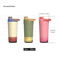 Bouteille shaker protéinée isotherme en acier inoxydable de 700 ml (24 oz) en gros, anti-fuite, sans BPA, isolation thermique 12-24h, idéale comme cadeau