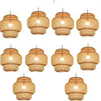 Abat-jour en bambou tressé de style nordique, fait main, pour lustre, suspension de plafond, abat-jour en bambou tissé HFD0140