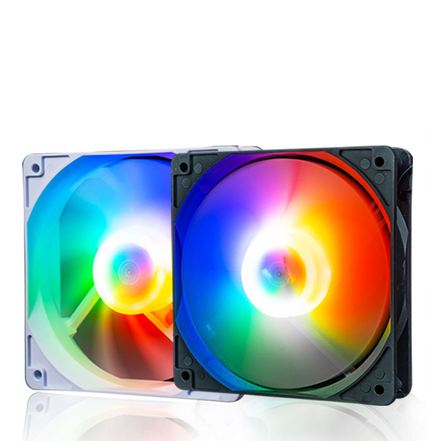 12025 Black case fan with a luminous, silent and colorful axis for desktop computer cooling