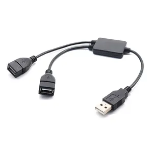 USB 2.0 A Male To 2 Dual 2 USB Female Jack Cable Y Splitter Hub Power Cord OTG Extension Cable With Chip