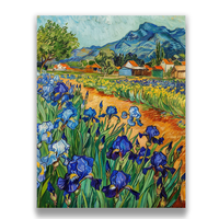 Lukisan Minyak Bunga Gaya Van Gogh Vintage, Still Life Gladiolus, Seni Kanvas Bertekstur, Gambar Dinding Floral untuk Ruang Tamu