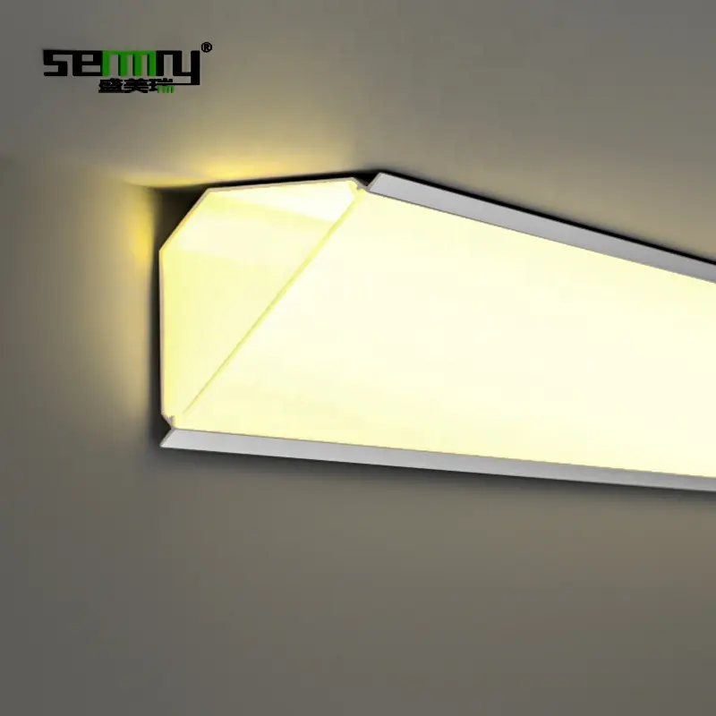 Profilé en aluminium led lumineux pour canaux de plafond supérieurs extrusions profil d'angle lumière LED bande cove éclairage