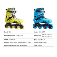 Patins à roulettes en ligne Margao de haute qualité, réglables, professionnels, pour le freestyle et le slalom, quatre roues, jaunes, roulements ABEC7, EVA
