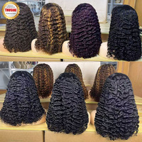 Perruque bouclée birmane en cheveux humains bruts naturels vierges, avec frontal en dentelle HD, sans colle, qualité salon