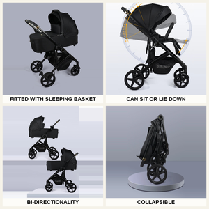 <span class=keywords><strong>Passeggino</strong></span> 3 in 1 Bidirezionale Pieghevole con Navicella, Seduta Reclinabile, Ampio Cesto e Funzione Stand-Up per Neonati - Ingrosso - Product Image 2