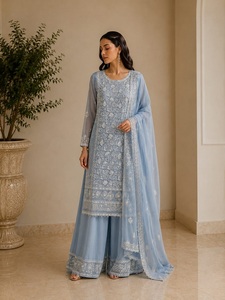 Fashion Three Piece <b>Chikankari</b> <b>Suit</b> Stitched with Embroidered Kurta Matching Bottom and Dupatta for Women Designer Party - Product Image 1