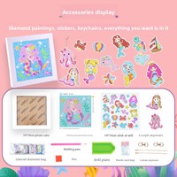 Peinture Diamant 5D Luhua Art pour Enfants, Style Libre, Licorne, Dessin Animé, Cadre en Bois Massif, Plateau Rond, Ensemble Porte-clés Fait Main