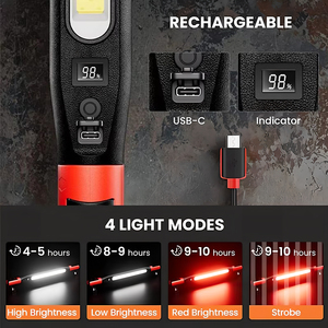 Lampe de travail LED portable lumineuse, ABS IP44, rechargeable, 2 bases magnétiques, crochet rotatif à 360°, pince de fixation, atelier, <span class=keywords><strong>garage</strong></span>, <span class=keywords><strong>automobile</strong></span>, chantier - Product Image 4
