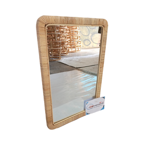 MR 038 <b>Mirror</b>, a luxurious 50x80cm rectangular hanging <b>mirror</b> framed in elegant brass rattan weave, ideal <b>for</b> stylish bathrooms - Product Image 5