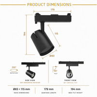 Luz LED COB de Alta Calidad OEM de 20W 25W, Foco Cilíndrico para Riel, Regulable, para Iluminación Interior de Tiendas