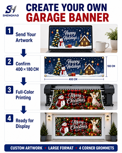 Drapeaux personnalisés, drapeaux de Noël, bannières décoratives pour clôtures, porches et murs, drapeaux de garage extérieurs, affiches de fond de jardin - Product Image 3