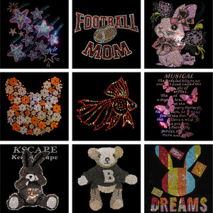Luxury Low Minimum Cheer Custom Bling Hotfix Crystal Rhinestone Heat <strong>Transfer</strong> Design <strong>Iron</strong> <strong>on</strong> T-shirt - Product Image 6