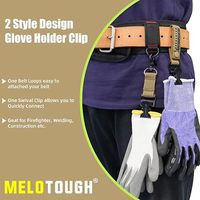 Clip de fixation pour gants de travail MELOTOUGH avec laisse pour gants, mousqueton pivotant, clip crocodile, sangle pour gants de pompier