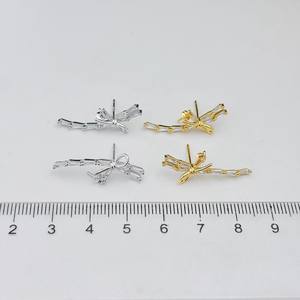 ต่างหูเงินแท้ S925 แบบเรียบง่าย รุ่น 22393DIY พร้อมถาดเปล่าสำหรับใส่ไข่มุก ขนาด 9-13 มม. ต่างหูแฟชั่นแบบห้อย - Product Image 4