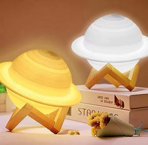 زحل تصميم القمر الحديث أدى ضوء الليل تعمل باللمس غرفة نوم تعمل بالطاقة الدافئة الأبيض الانبعاثات عكس الضوء 3D - Product Image 4