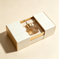 Boîte de sérum pour soins de la peau GOTOP en carton avec impression dorée UV, double porte, matériaux recyclés, finition mate blanche, insert en velours personnalisé