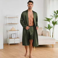 Ensemble de pyjama court en satin pour homme 0EM/ODM, couleur unie, vêtements de maison, peignoir d'été, robe longue fine, pyjama