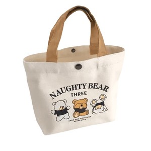 Wholesale Bear Print Canvas Tote <b>Bag</b> Custom Logo Eco Friendly Handbag for Travel - Product Image 2
