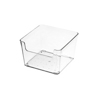 Boîte de rangement transparente en plastique à combinaison libre et tailles multiples pour tiroirs, idéale pour ranger les fournitures de bureau et les ustensiles.