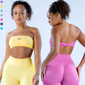 도매 DF 반도 브라 운동 피트니스 체육관 사용자 정의 높은 충격 원활한 튜브 자르기 탑 스포츠 요가 FITNESS 탱크 브래지어 여성용 - Product Image 2