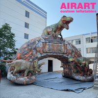 Arche gonflable géante réaliste en forme de dinosaure avec motif volcanique pour les événements de parcs à thème
