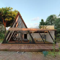 Villa de luxe moderne à deux étages, structure en acier à installation rapide, maison préfabriquée en forme de A, style de conception de conteneur triangulaire, luxe