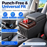 Kotak Penyimpanan Sandaran Tangan Konsol Tengah Mobil Universal, Organizer Sandaran Tangan Depan Dua Lapis yang Dapat Diputar, Tempat Cangkir, OEM