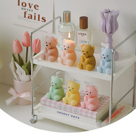 AHMH bougie parfumée décorative mignonne en forme d'ours, cadeau d'anniversaire, décoration de gâteau, Dessert, cire de soja biologique, bougie/bougies