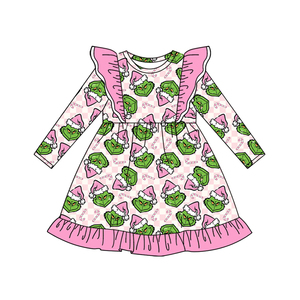 Preordine Vestito Natalizio per Bambine con Babette e Volant, Abito Invernale alla <span class=keywords><strong>Moda</strong></span> per Bambini, Personalizzabile, Lunghezza al Ginocchio - Product Image 4