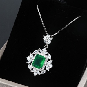 Fashion Eco-friendly Copper <b>Emerald</b> Green Cubic Zirconia Vintage Women's Necklace Earrings Ring Gift Jewelry Sets for Wedding - Product Image 6