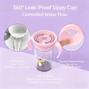 <span class=keywords><strong>Gobelet</strong></span> d'apprentissage pour bébé avec poignée, sans BPA, en PP, <span class=keywords><strong>360</strong></span>°, anti-fuite, anti-étouffement, avec logo personnalisé - Product Image 4