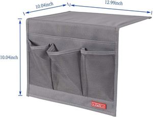 Classic 4-Pockets Foldable Bedside <b>Table</b> Cabinet Organizer Grey Fabric PC Multifunctional Storage Caddy Storage Bags Bedding - Product Image 4