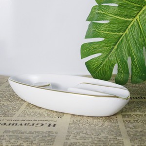 Cenicero de cerámica con logotipo personalizado, bolsillo blanco, elegante soporte para cigarros individual para tienda, hogar, diseño portátil con forma de barco - Product Image 5