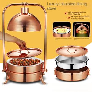 ที่อุ่นอาหารพร้อมไฟสำหรับงานในเชิงพาณิชย์พร้อมฝาปิดแบบแขวนแนวตั้งสีโรสโกลด์ - Product Image 4