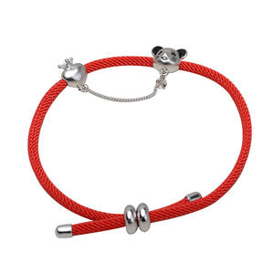 Bracelet en argent S925 fait main, DIY, année du zodiaque, douze souris, perle, avec cordon rouge, accessoires de charme tendance, 2995 - Product Image 5