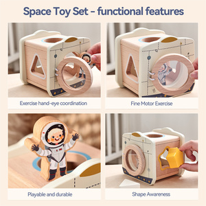 Nouveaux jouets éducatifs en bois, jeu de fusée à billes scientifique, ensemble de jouets en bois pour garçons et filles - Blocs d'apprentissage pour enfants - Product Image 5