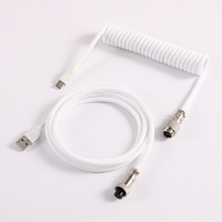 Câble de clavier mécanique USB Type-C personnalisé enroulé avec blindage tressé et gaine en nylon, connecteurs aviateur