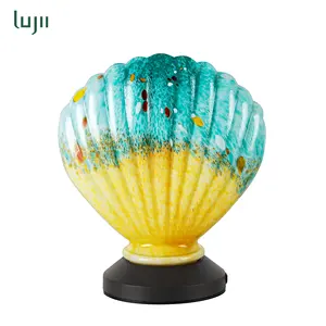 Lâmpada De Mesa De Vidro Decoração Para Casa Mão Vidro Soprado Clássico Night Desk Luz Seashell para Quarto com Lâmpada Branca Quente