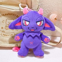 Porte-clés en peluche loup personnalisé avec étiquette tissée et anneau métallique, breloque pour sac et décoration
