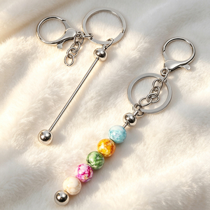 Luxury Alloy Carabiner Keychain With Beaded Charm And Metal Chain Round Shape Handmade Zinc Alloy <b>Key</b> <b>Ring</b> For <b>Bag</b> Or Purse - Product Image 3