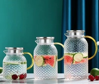 Pichet à boissons de grande capacité en verre borosilicaté transparent pot d'eau potable pichet d'eau froide avec couvercle