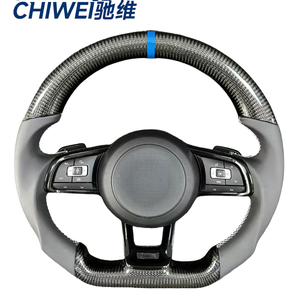 Pour VW <span class=keywords><strong>Golf</strong></span> MK7 GTI/GTS/R-Line Polo/Scirocco <span class=keywords><strong>GTD</strong></span>/GTE/GLI CC/Jetta commande de volant en cuir de Fiber de carbone Fit - Product Image 1