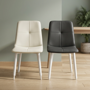Modern PU <b>Leather</b> Living Room <b>Chair</b> Tufted Back <b>White</b> Legs Minimalist Design Home Furniture - Product Image 3