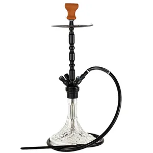 새로운 디자인 도매 알루미늄 줄기 유리 병 흡연 럭셔리 chicha 유리 shisha 물 담뱃대