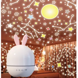 Music LED Rabbit Projection Led Night Light Starry Projector Light For Kids With 6 Projection Patterns
