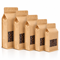 Packfortune Sachet Doypack en Papier Kraft à Huit Soudures Latérales, Autoportant, avec Fenêtre Dépolie et Fermeture Zip Refermable pour Snacks, Thé, Noix