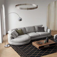 Modernes Graues Stoff-Ecksofa mit Chaiselongue Gepolstert für Wohnzimmer Apartment Hotel Großhandel Fabrik